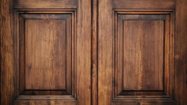 Close-up on the details of an entry door made of solid wood.