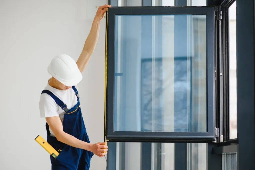 Man installing a window, representing the importance of avoiding window and door installation challenges.