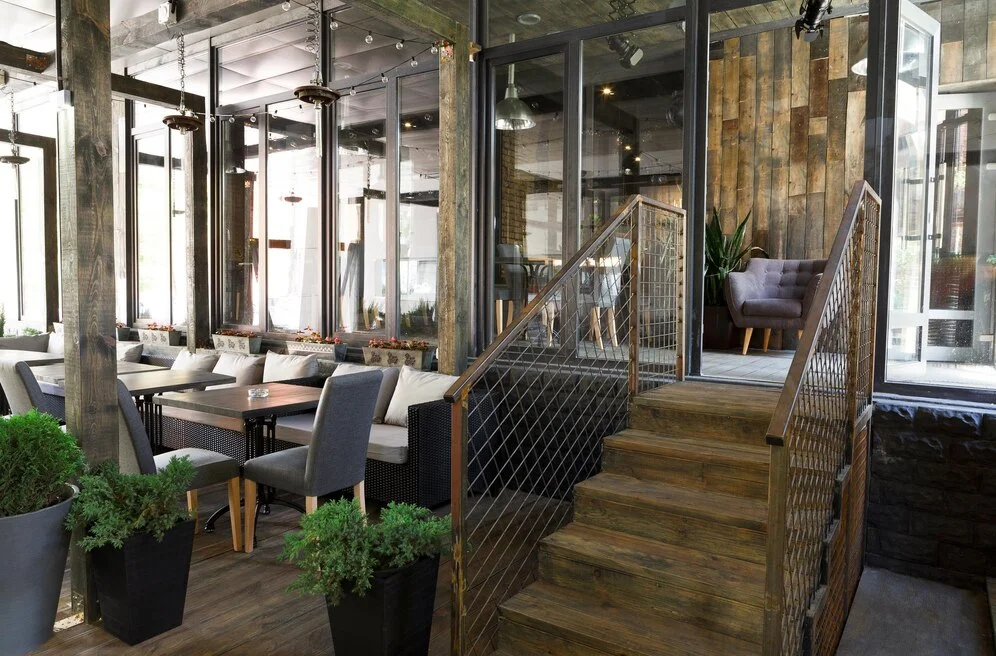 The interior of a modern and elegant commercial space, representing the best materials for commercial windows and doors.